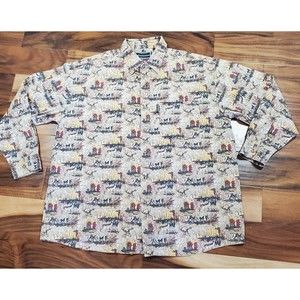 VTG FIELD & STREAM Men's 100% Cotton Shirt Elk long sleeve hunting XL beige tan